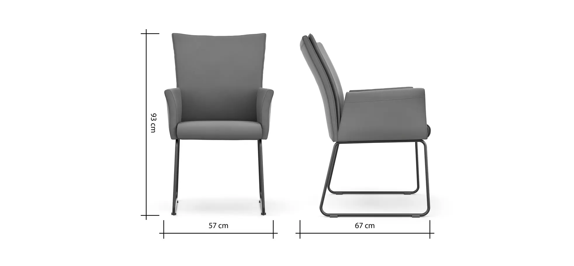 Armlehnstuhl Florea - Leder, Kitt