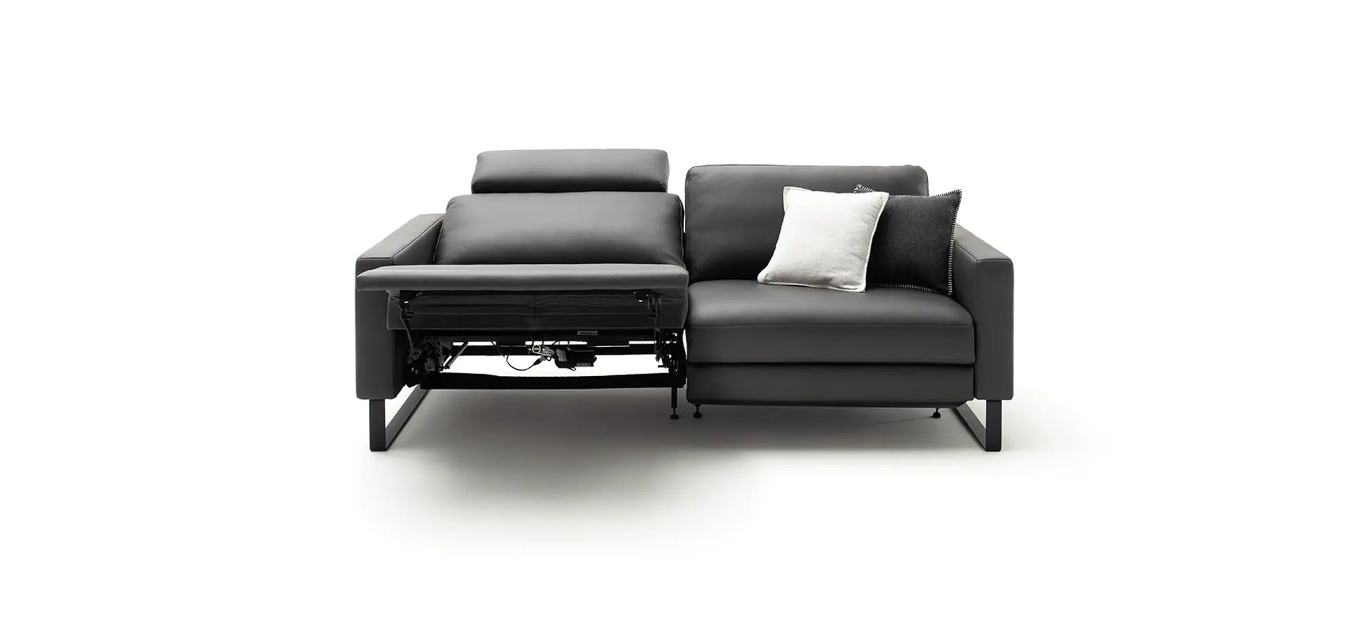Sofa Enna - 3,5-Sitzer inklusive Relaxfunktion (motorisch), links und rechts, Leder, Anthrazit