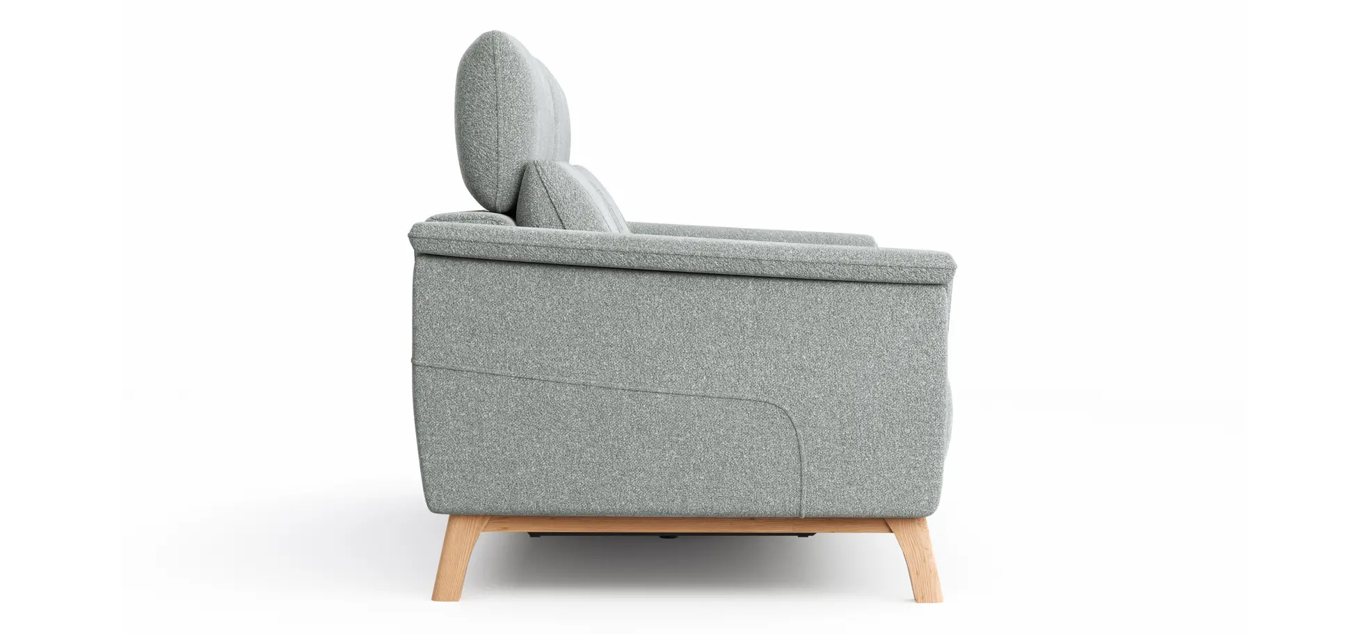 Sofa Nevin - 2,5-Sitzer inkl. Sitzvorzug (motorisch) und Kopfpolsterverstellung, Stoff, Silbergrau