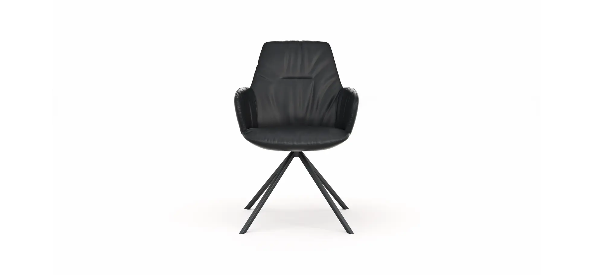 Armlehnstuhl Pegara - Leder, Schwarz