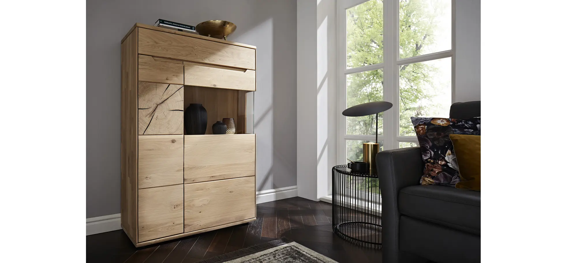 Highboard Amora - Wildeiche massiv bianco 108899