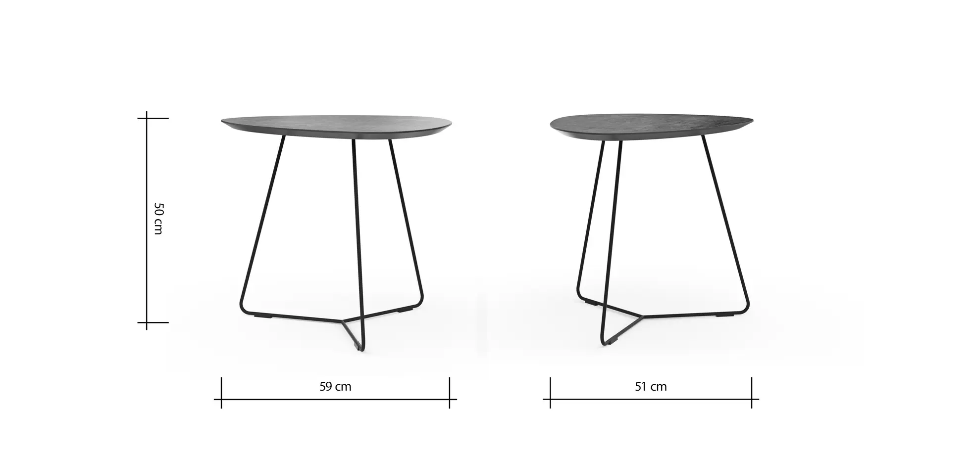 Ecktisch Fano - LBH ca. 59x50x50 cm, HPL Bronzefarben