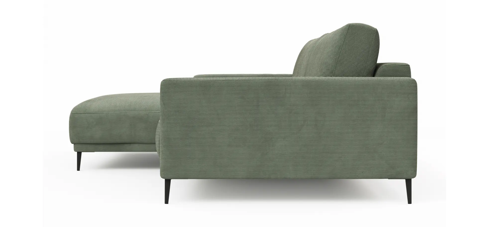 Ecksofa Solero - Longchair groß mit 1,5-Sitzer rechts, Stoff, Olivgrün