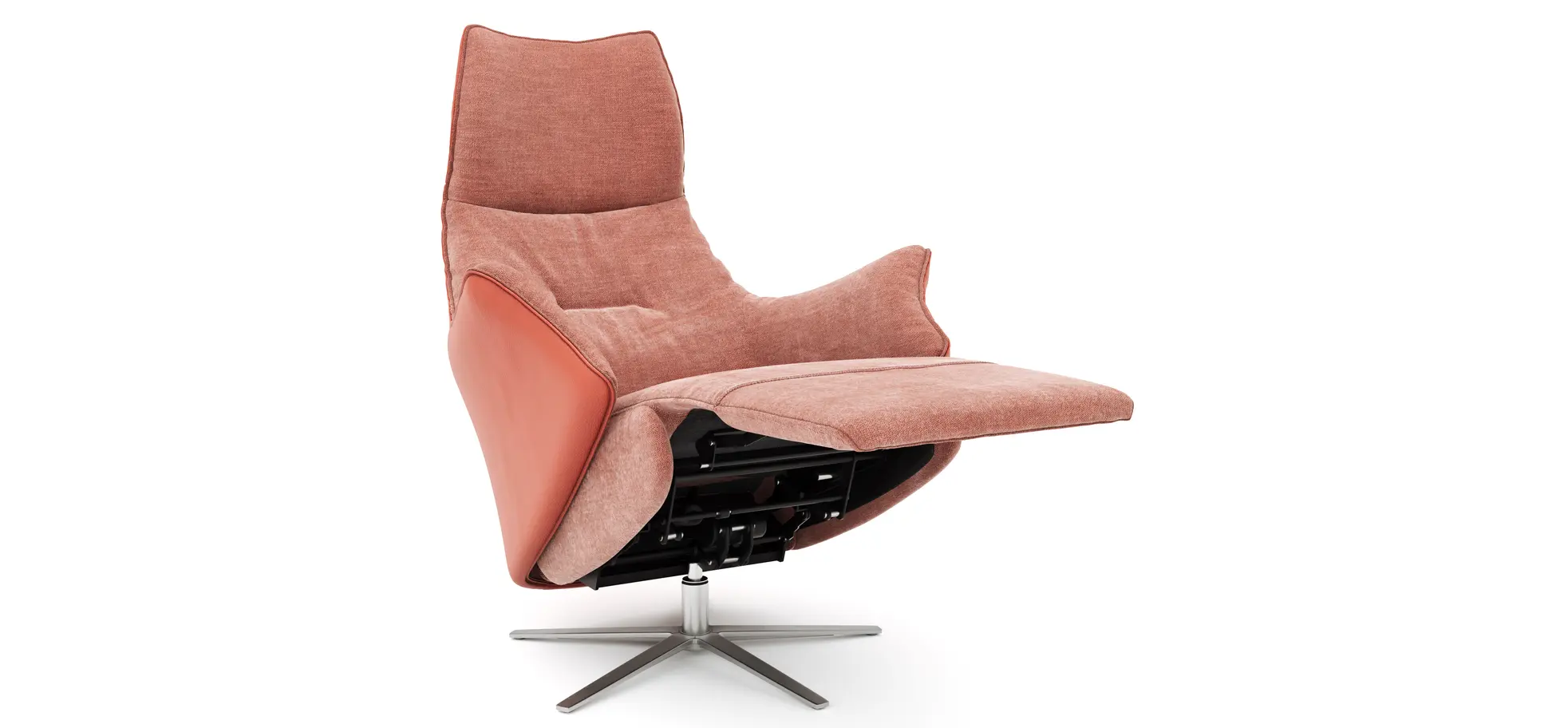 Relaxsessel Girona -  inklusive motorischer Relaxfunktion, Stoff, Leder, Rose