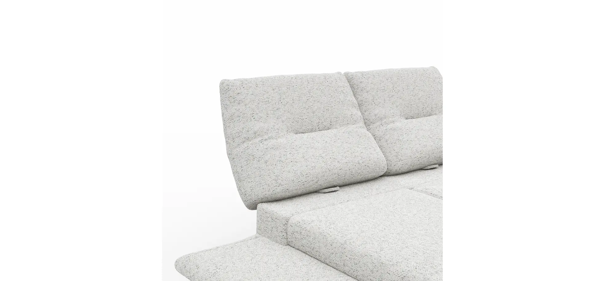 Sofa Lucero 2.0 - 2-Sitzer inkl. Drehsitz, Rollout-Armlehne und Sitztiefe verstellbar, Stoff, Offwhite