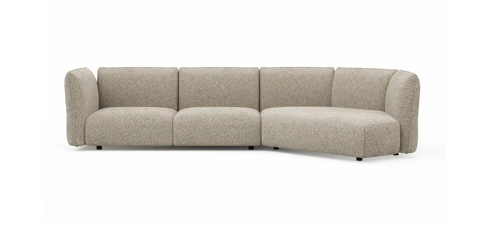 Trapezsofa Motone - 2-Sitzer mit Ecke rechts, Stoff, Beige