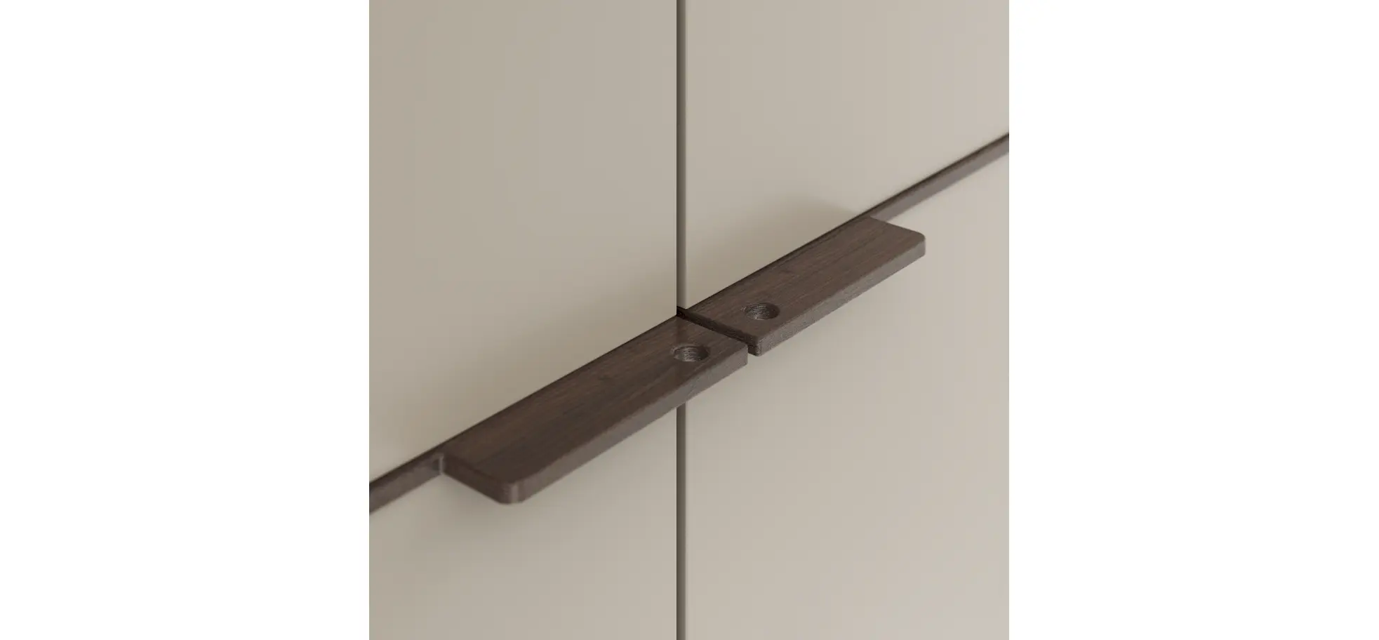 Drehtürenschrank Matera - BHT ca. 301x235x60 cm, Lack Matt, Muschelgrau, Griffe Coffee