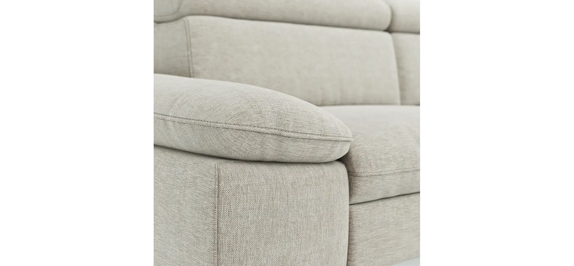 Sofa Felipa - 3-Sitzer inkl. Relaxfunktion (motorisch) und Kopfteil verstellbar, Stoff, Natur