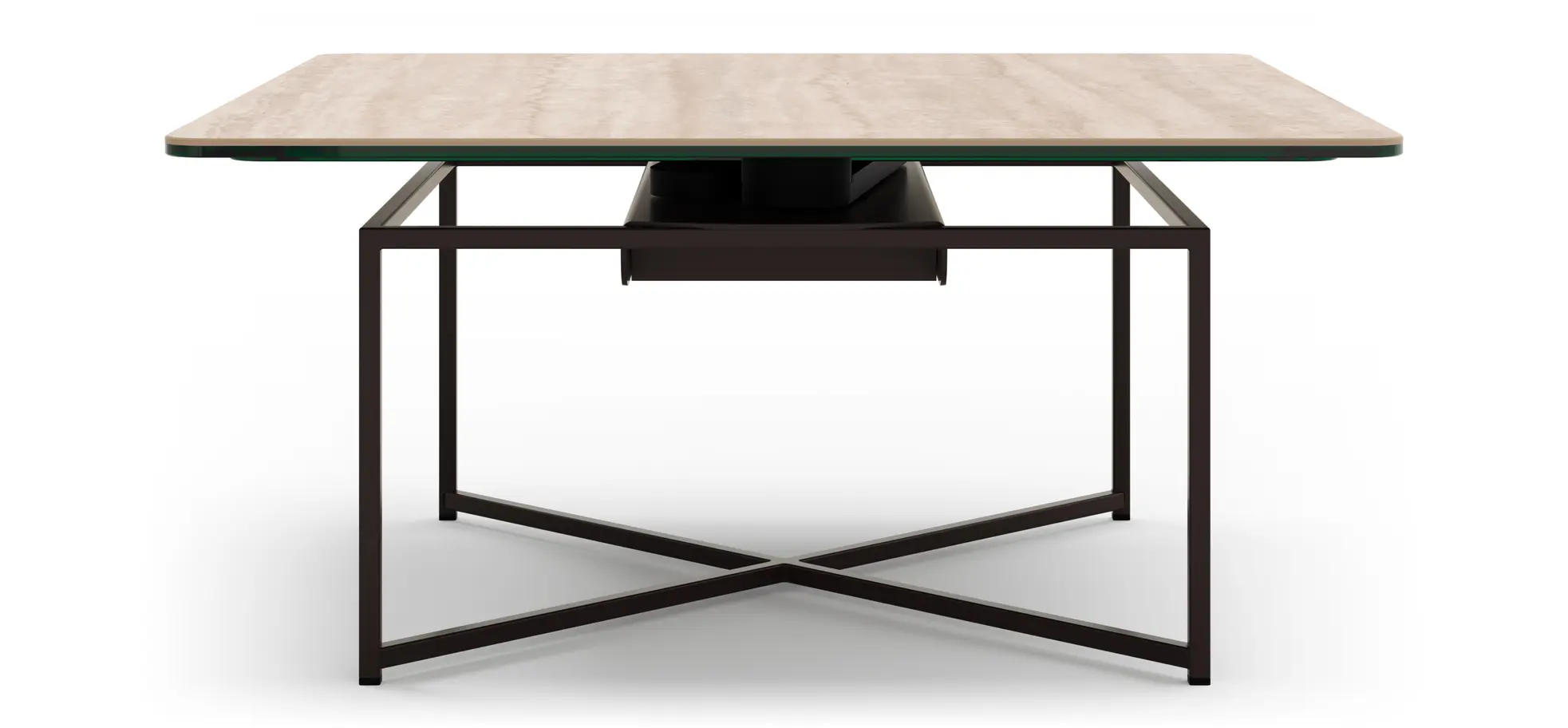 Couchtisch Cena - LB ca. 132x108 cm, Platten drehbar, Keramik, Travertin 