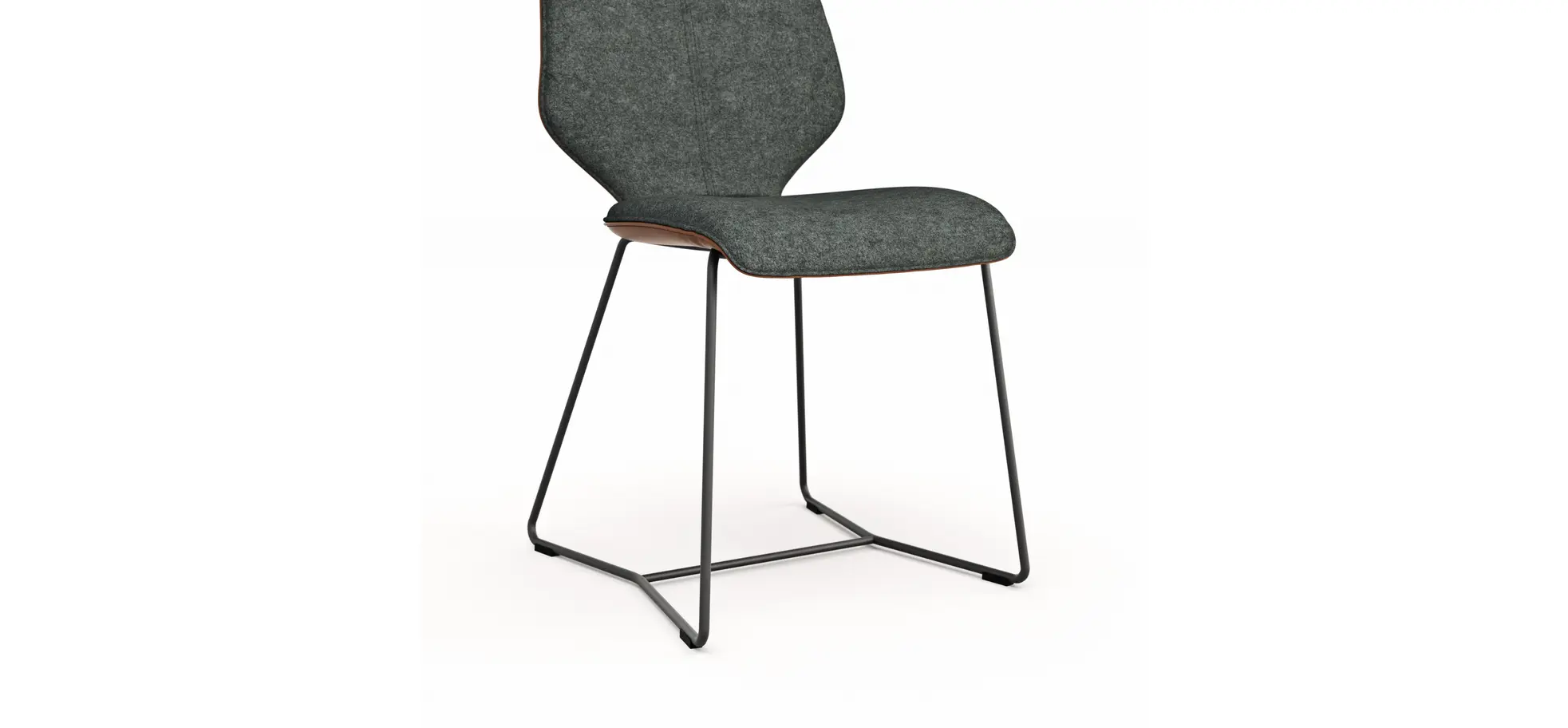 Stuhl Penthouse - Stoff, Steingrau, Leder, Cognac, Kufen, Anthrazit