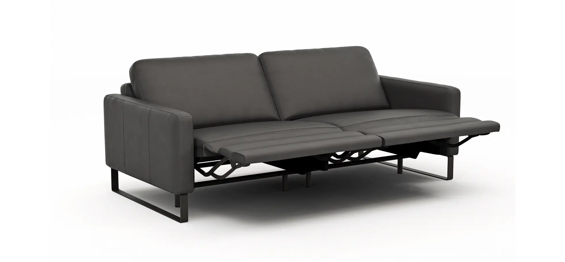 Sofa Enna - 3,5-Sitzer inklusive Relaxfunktion (motorisch), links und rechts, Leder, Anthrazit