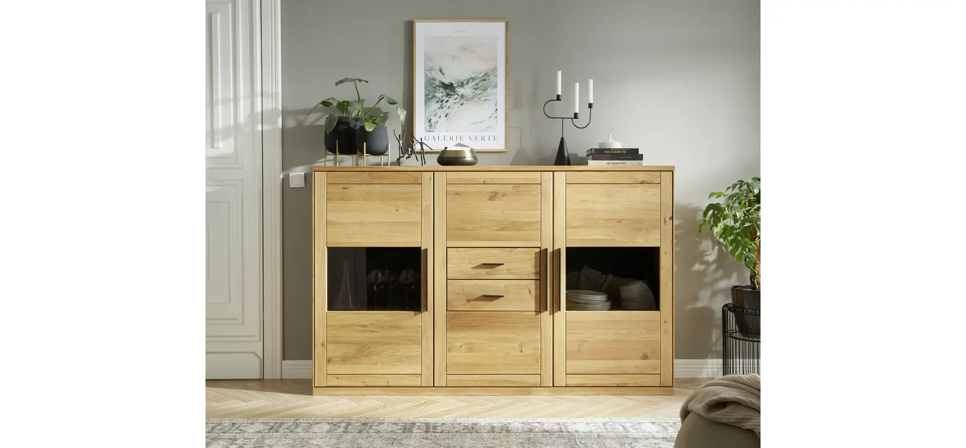 Highboard Faro 6.0 - Wildeiche massiv, natur, geölt
