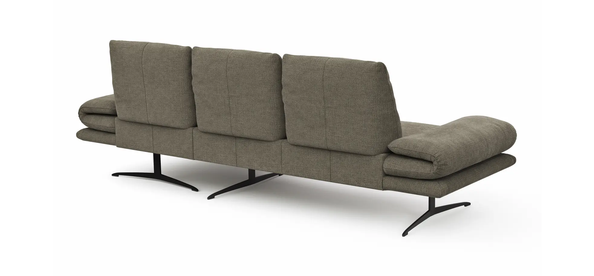 Ecksofa Lucero - 2-Sitzer mit Longchair rechts, Stoff, Olivgrün