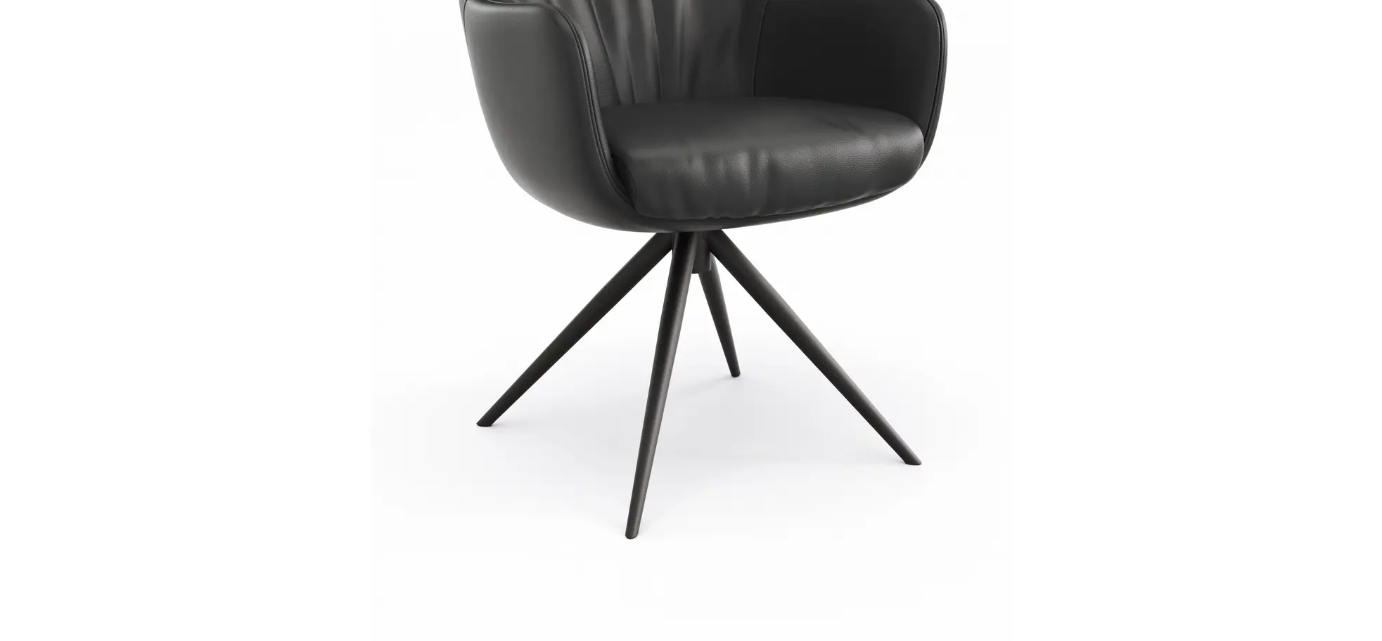 Armlehnstuhl Mis Legere - Leder, Schwarz, Stativ, Anthrazit