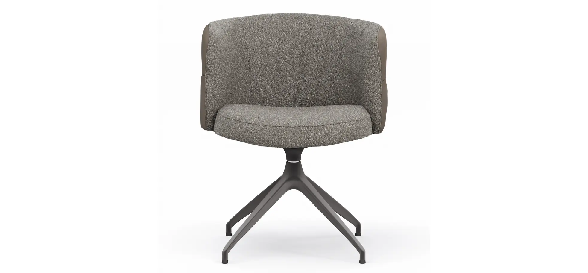 Armlehnstuhl Milana - drehbar, Leder Grau, Stoff Graubraun