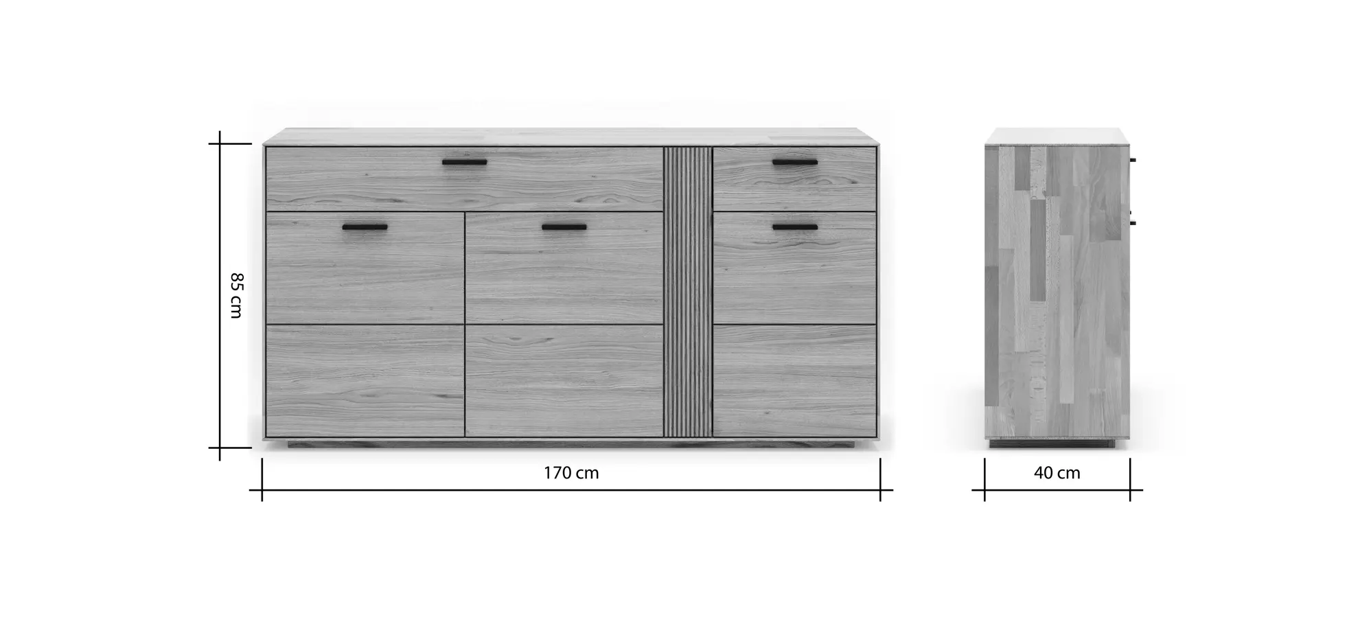 Sideboard Estana - Eiche massiv, legno