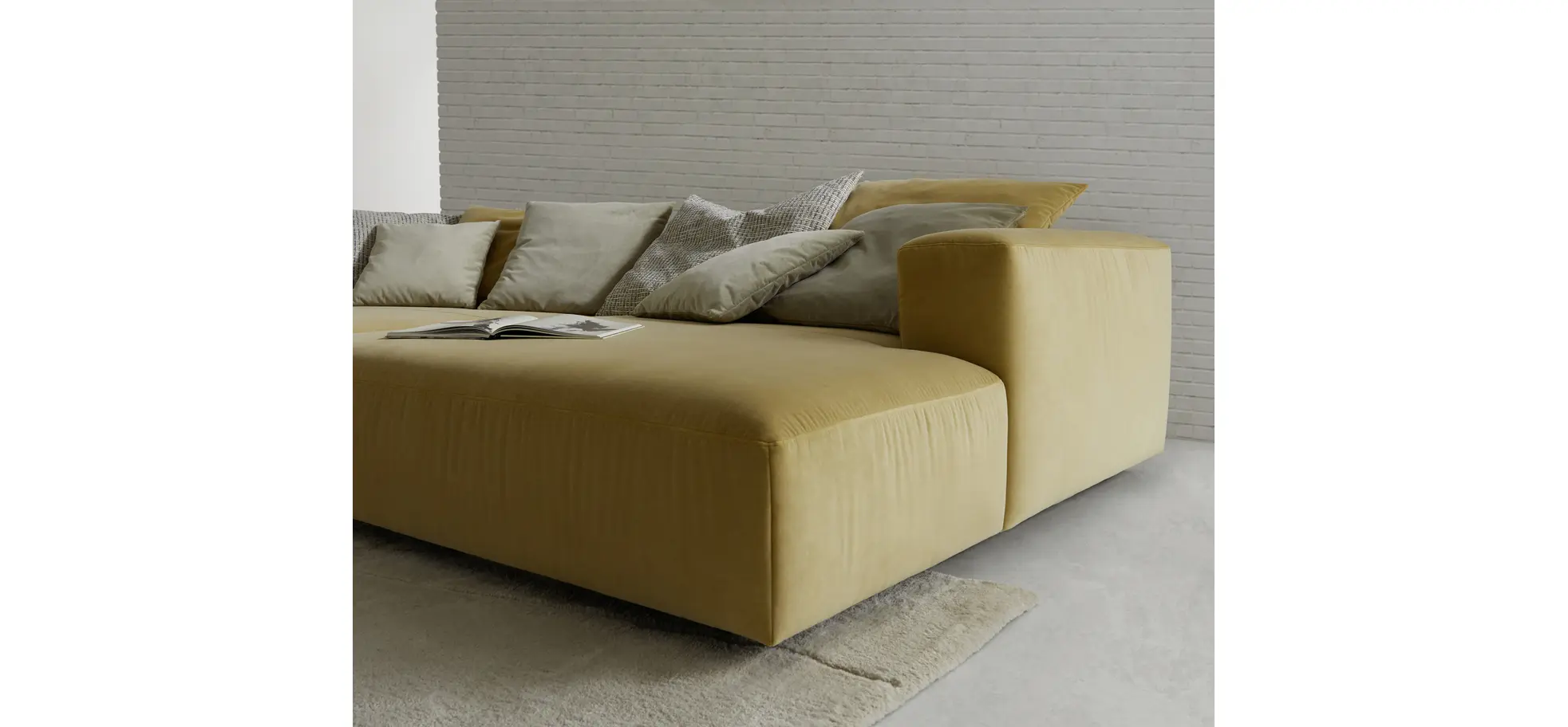 Megasofa Caruso - Velour, Senfgelb