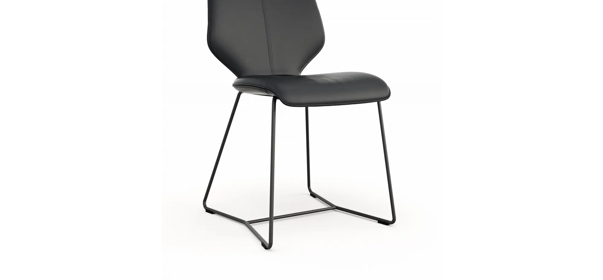 Stuhl Penthouse - Leder, Schwarz, Kufen, Anthrazit