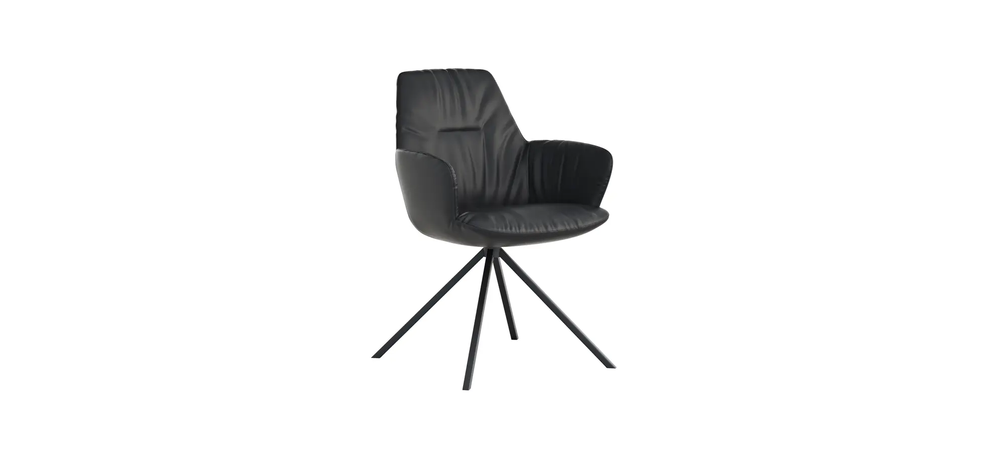 Armlehnstuhl Pegara - Leder, Schwarz