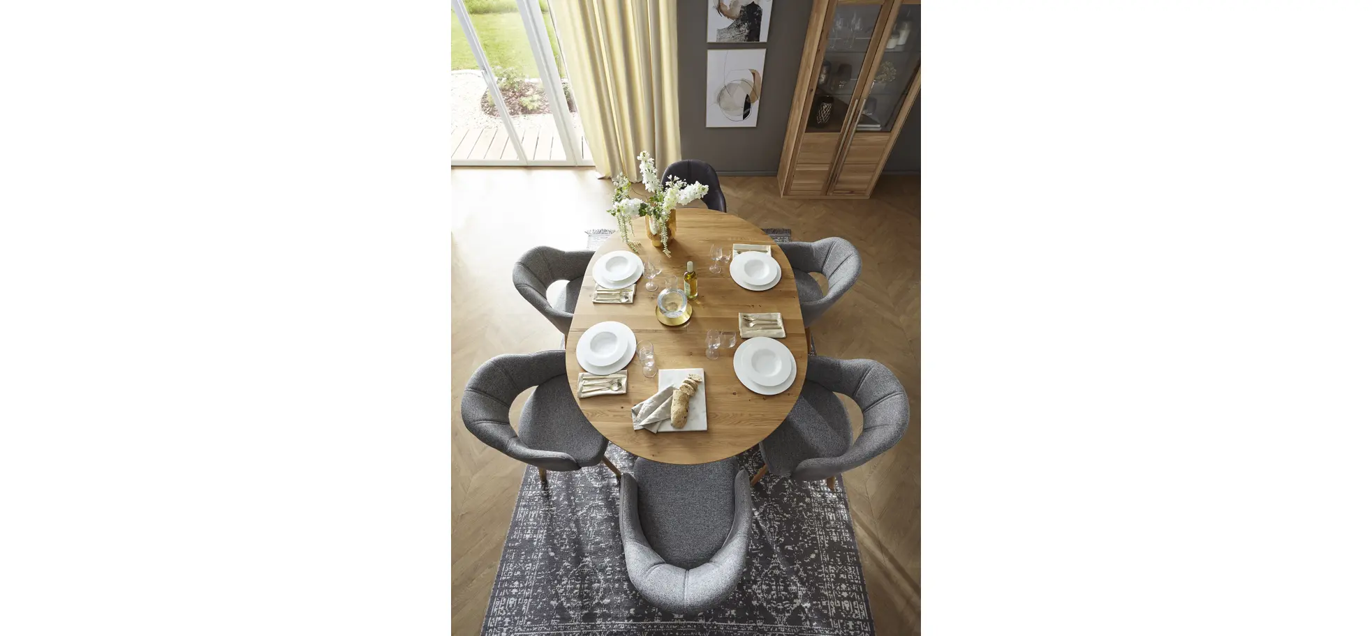 Esstisch 5000 - D ca. 130 cm, ausziehbar, Wildeiche Massiv