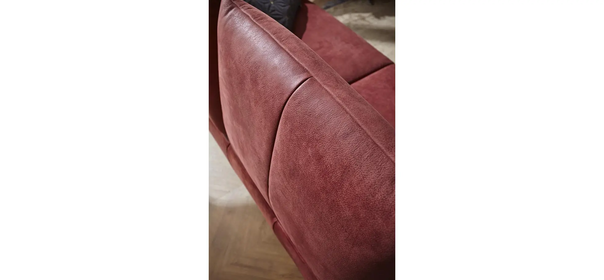 Sofa Lucero - 2,5-Sitzer inkl. Rückenlehne verstellbar, Leder, Weinrot