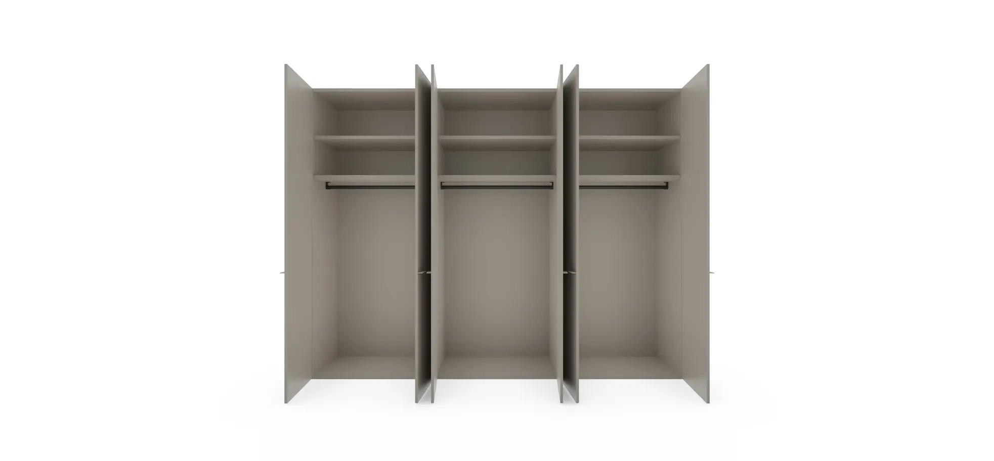 Drehtürenschrank Matera - BHT ca. 301x235x60 cm, Lack Matt, Muschelgrau, Griffe Coffee