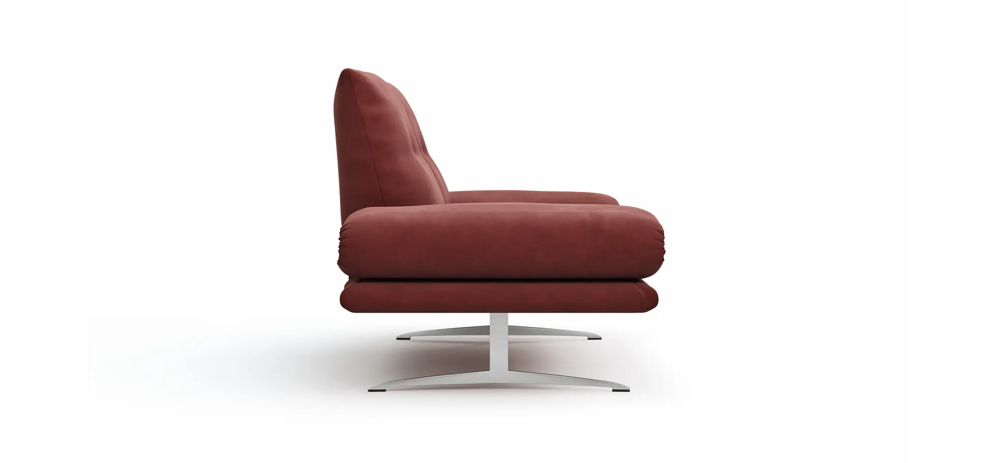 Sofa Lucero - 2,5-Sitzer inkl. Rückenlehne verstellbar, Leder, Weinrot