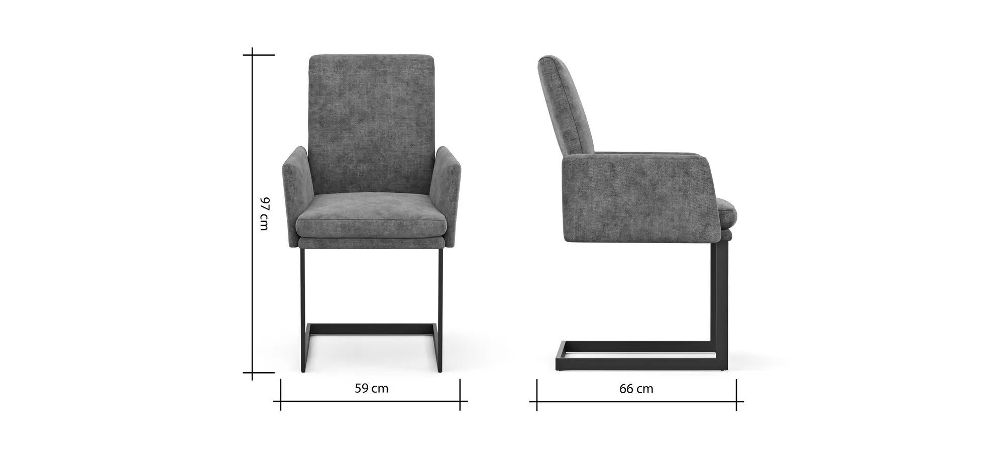 Freischwinger Valloni - Armlehne, Stoff, Rostfarben