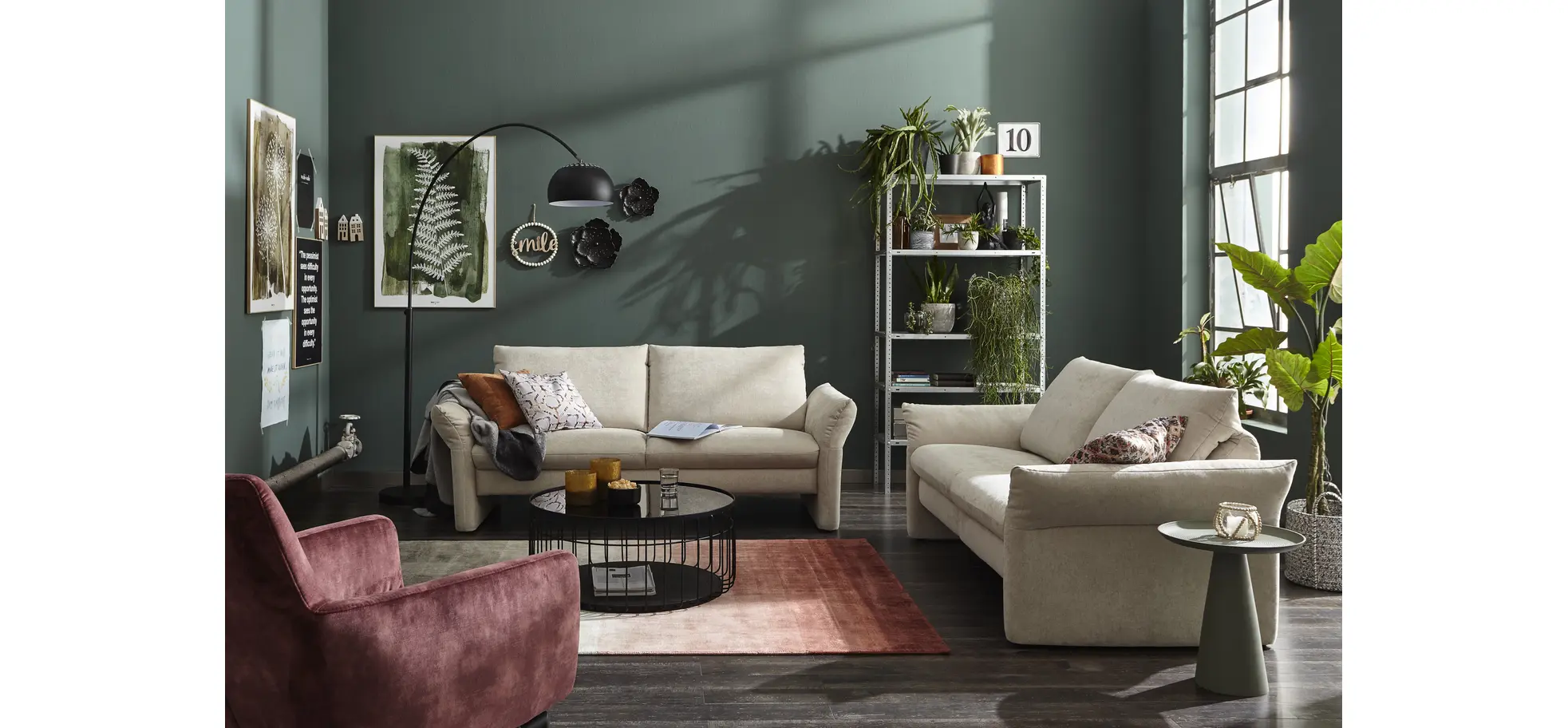 Sofa Gotera -  2,5-Sitzer inkl. Rückenlehne verstellbar, Stoff, Natur