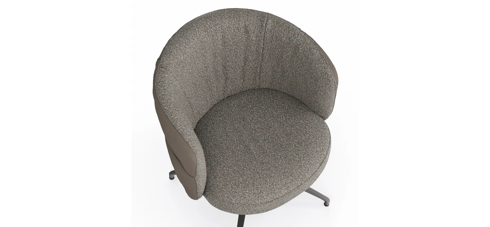 Armlehnstuhl Milana - drehbar, Leder Grau, Stoff Graubraun