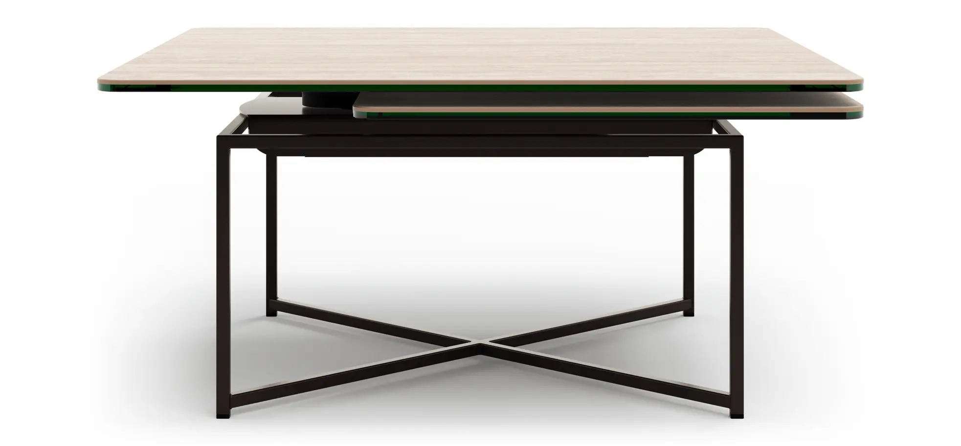 Couchtisch Cena - LB ca. 132x108 cm, Platten drehbar, Keramik, Travertin 