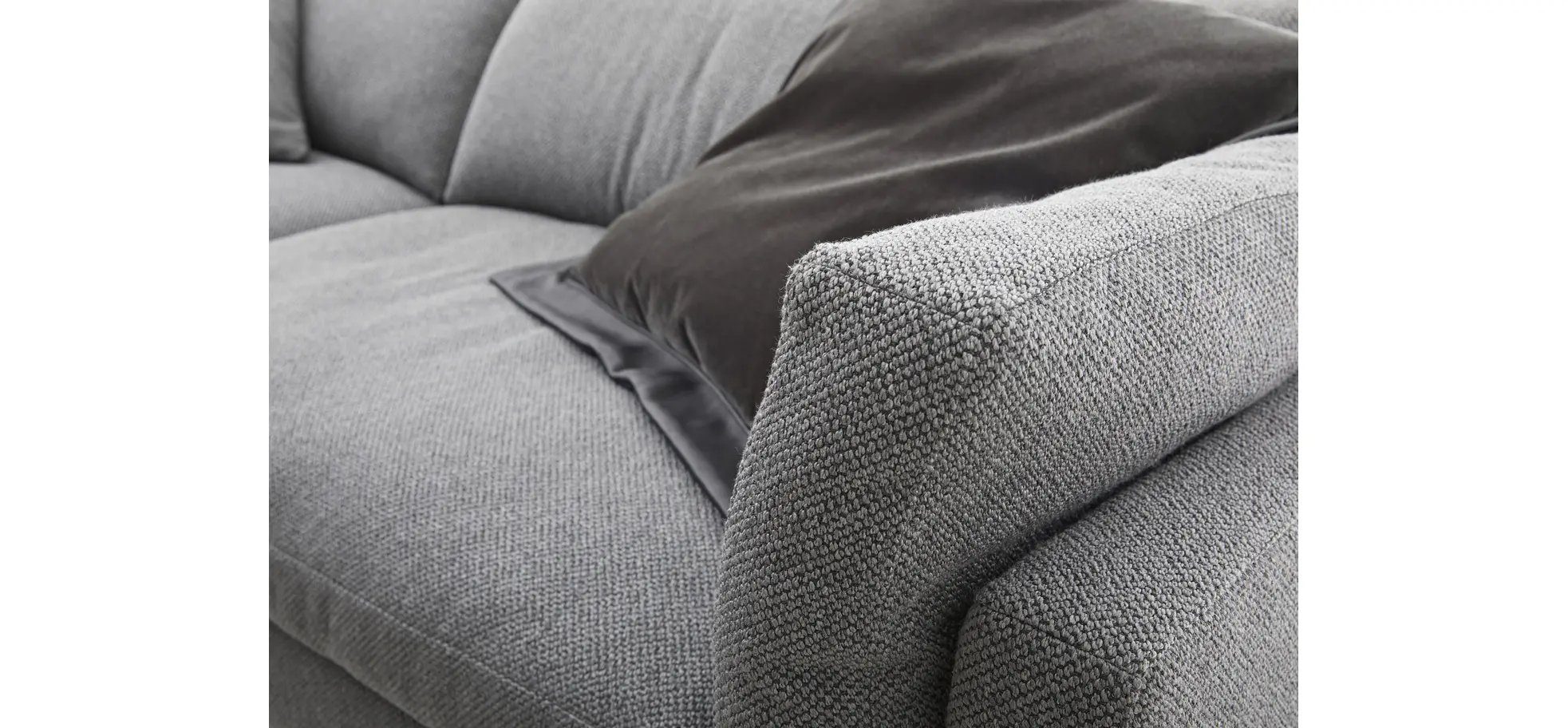 Ecksofa Aprino 3 - Ecke links mit 2,5-Sitzer, Stoff, Grau