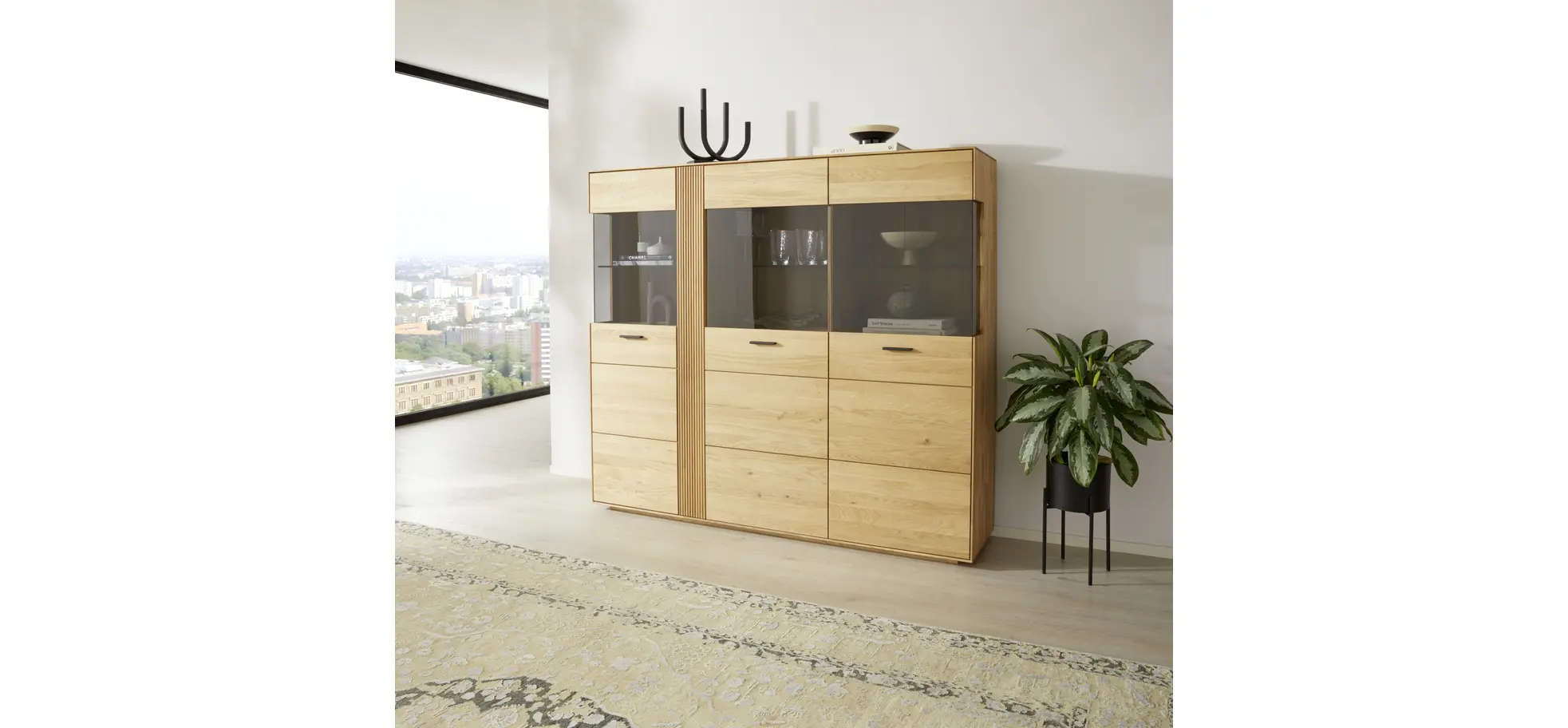 Highboard Estana - Eiche massiv, legno