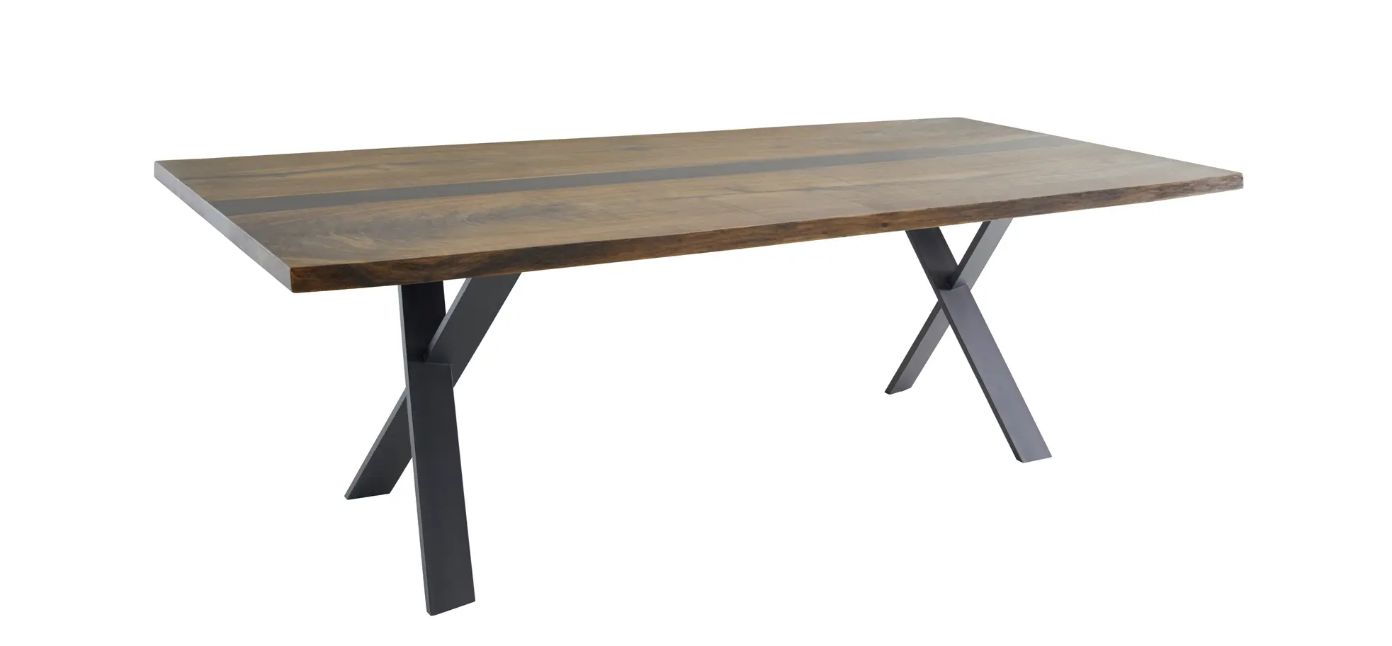 Esstisch Nera - inkl. natürlicher Baumkante, LB ca. 220x110 cm, Nussbaum massiv, Epoxy, Grau 3026267