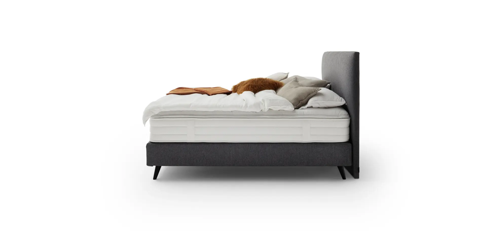 Boxspringbett Navelli 1 - Liegefläche ca. 180x200 cm, Stoff, Grau