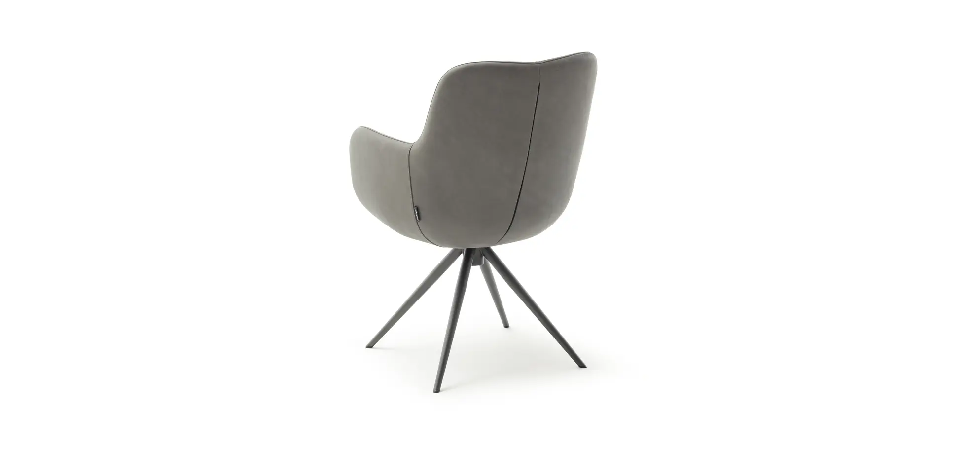 Armlehnstuhl Mis - Leder, Dunkelgrau, Gestell, Anthrazit