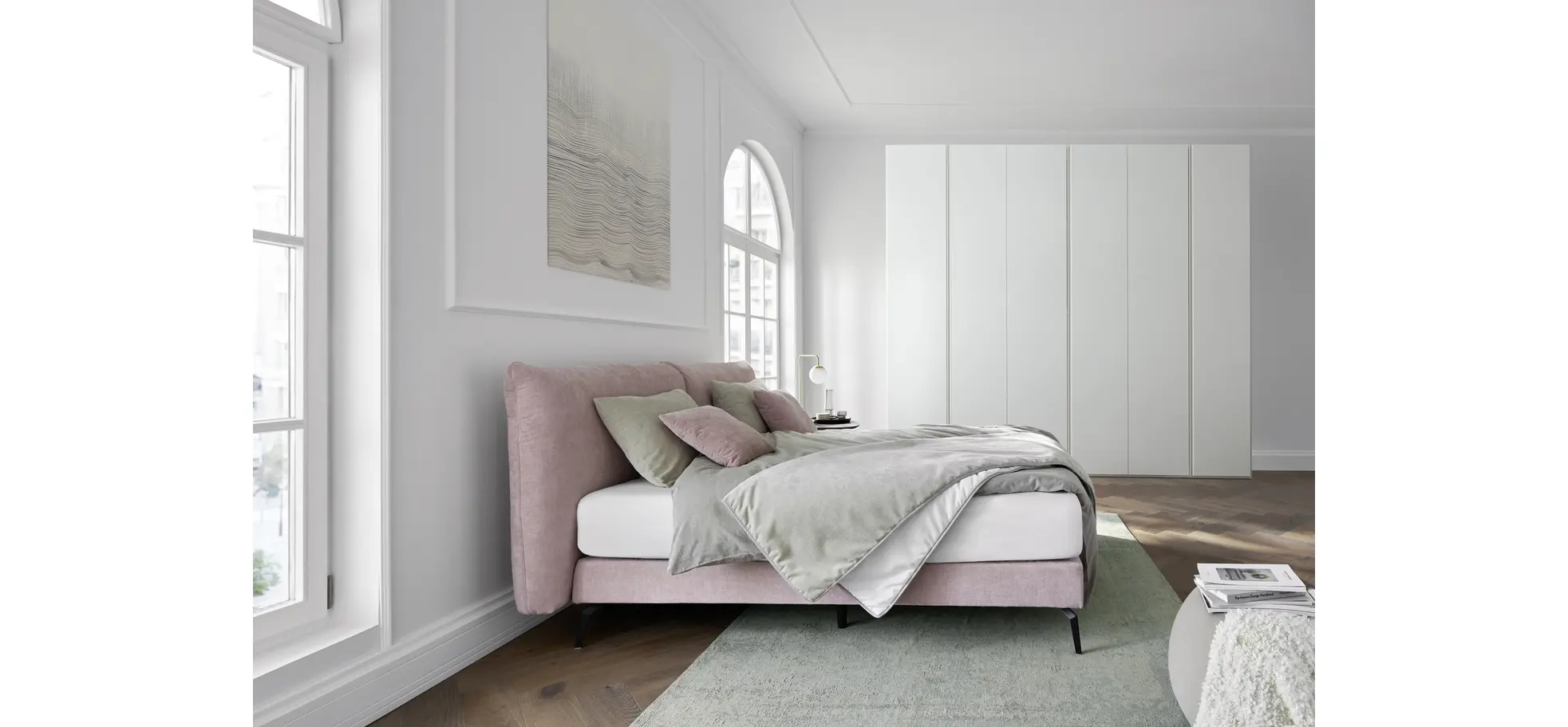 Boxspringbett Delia - Liegefläche 180x200 cm, Stoff, Rose 