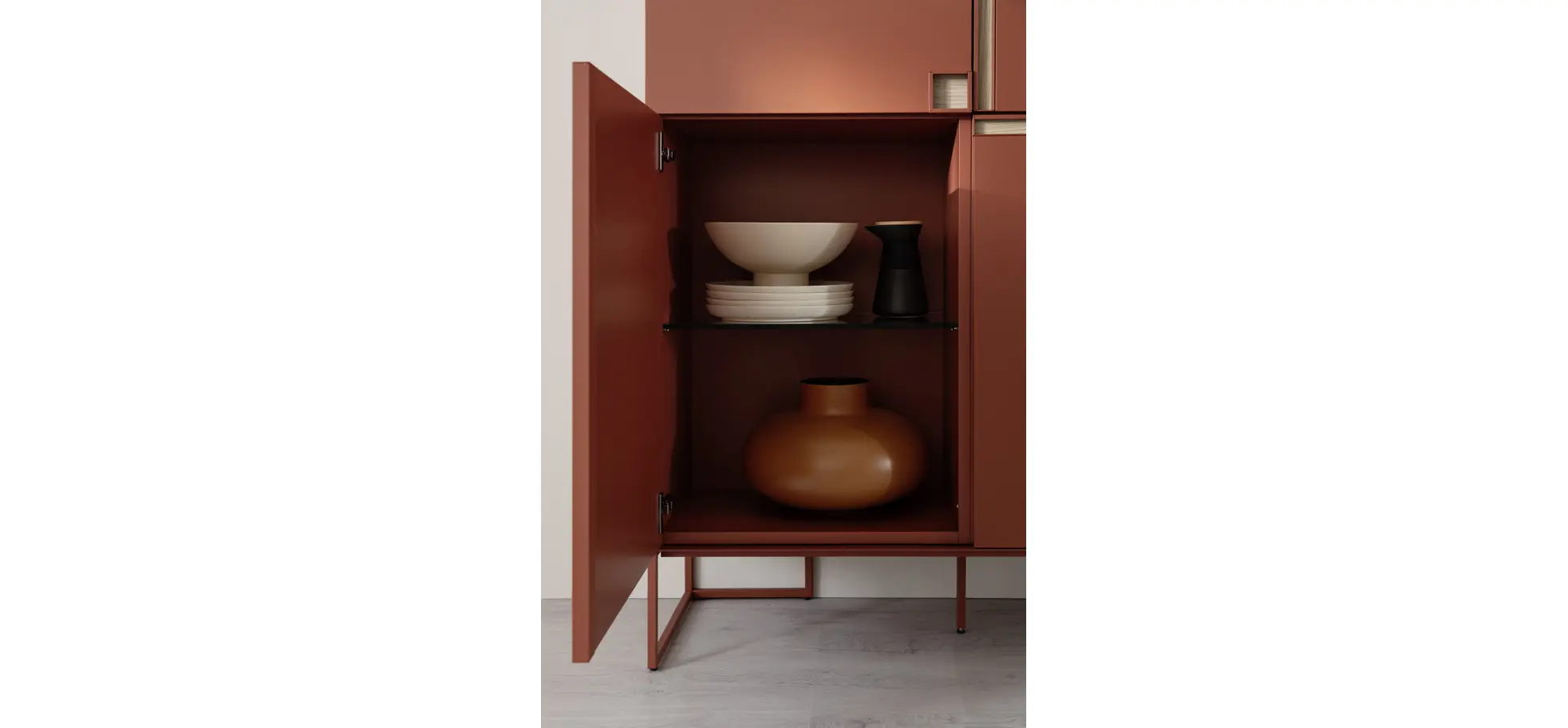Highboard Venzone - BHT ca. 109x148x41 cm, Lack, Campari