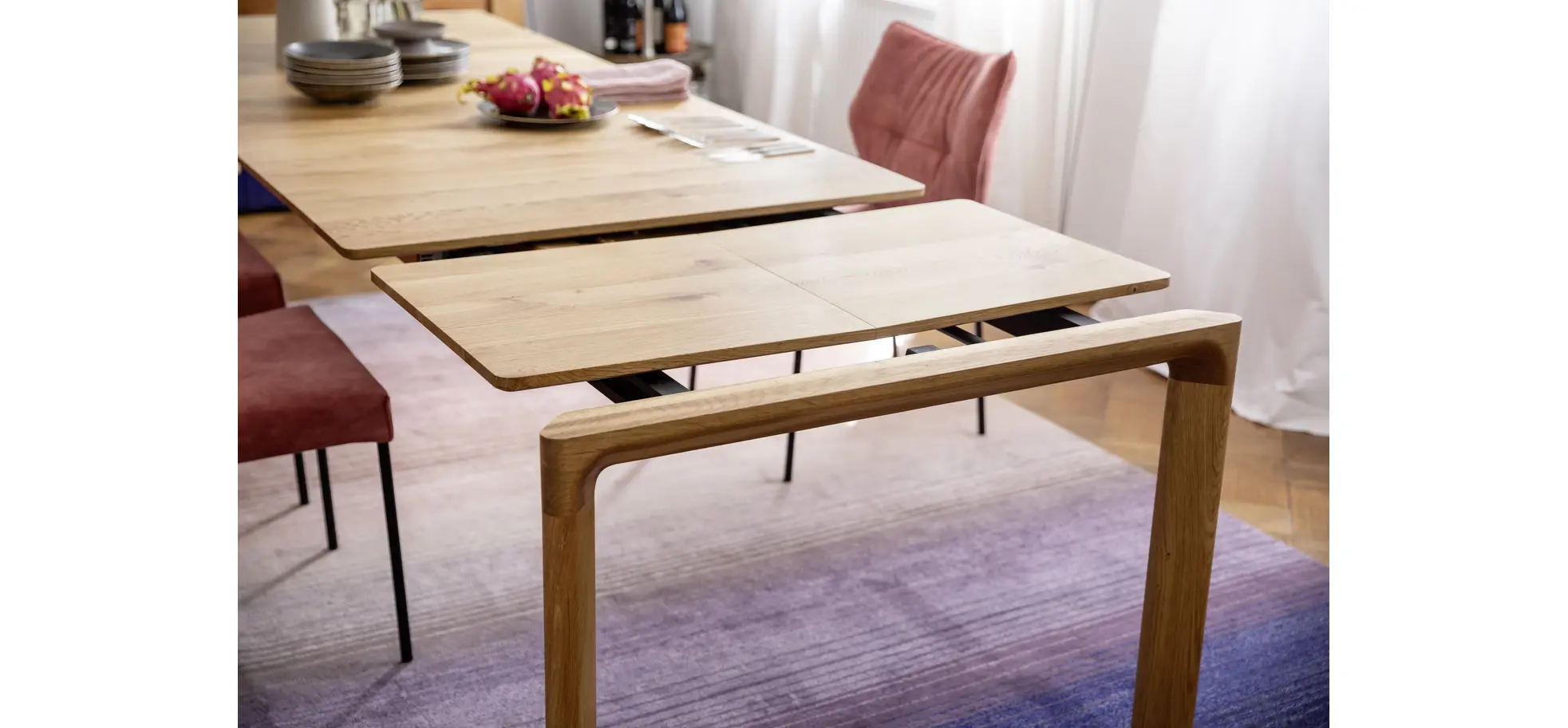 Esstisch 3400 - ausziehbar, LB ca. 220x100cm, Asteiche massiv