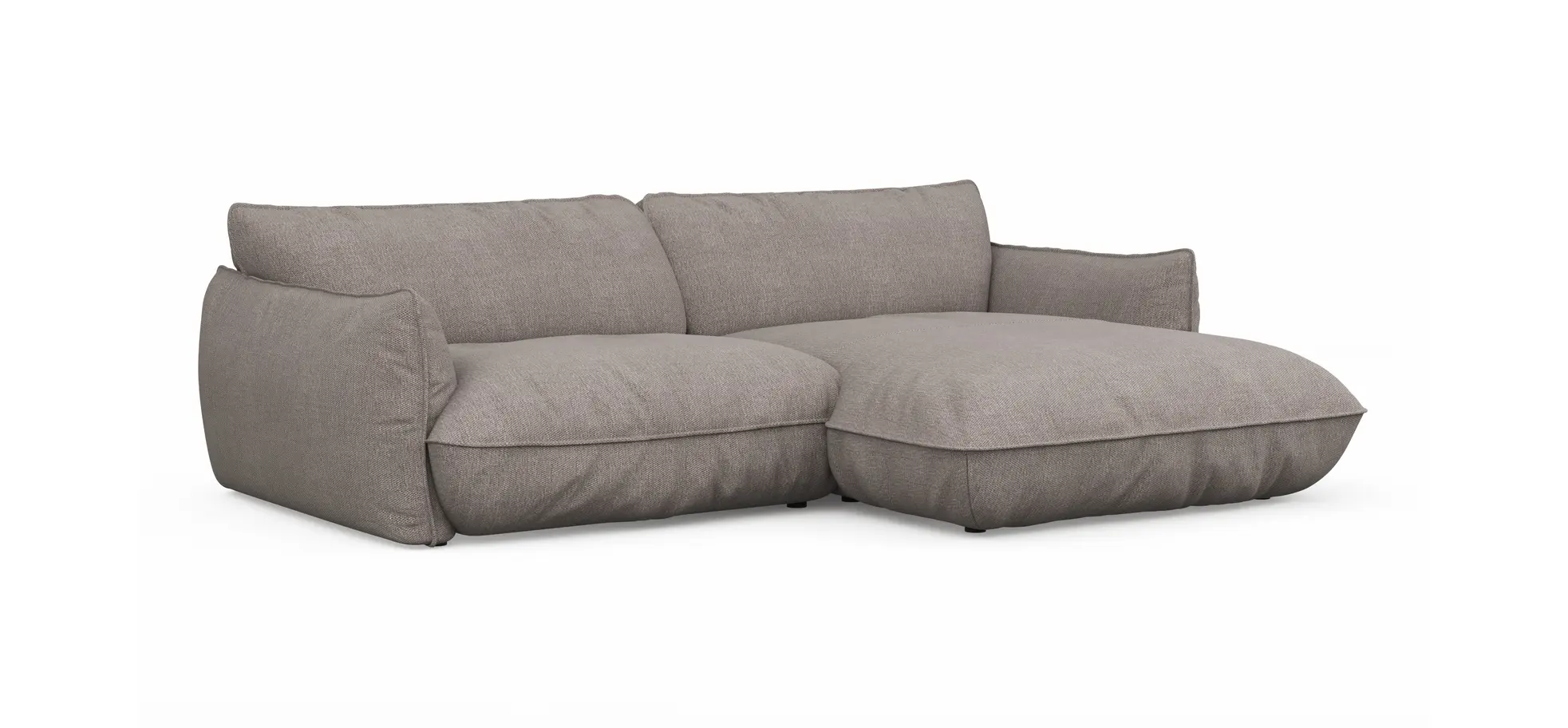 Ecksofa Fluffy - 2,5-Sitzer mit Longchair rechts inkl. Rückenlehne verstellbar, Stoff, Taupe