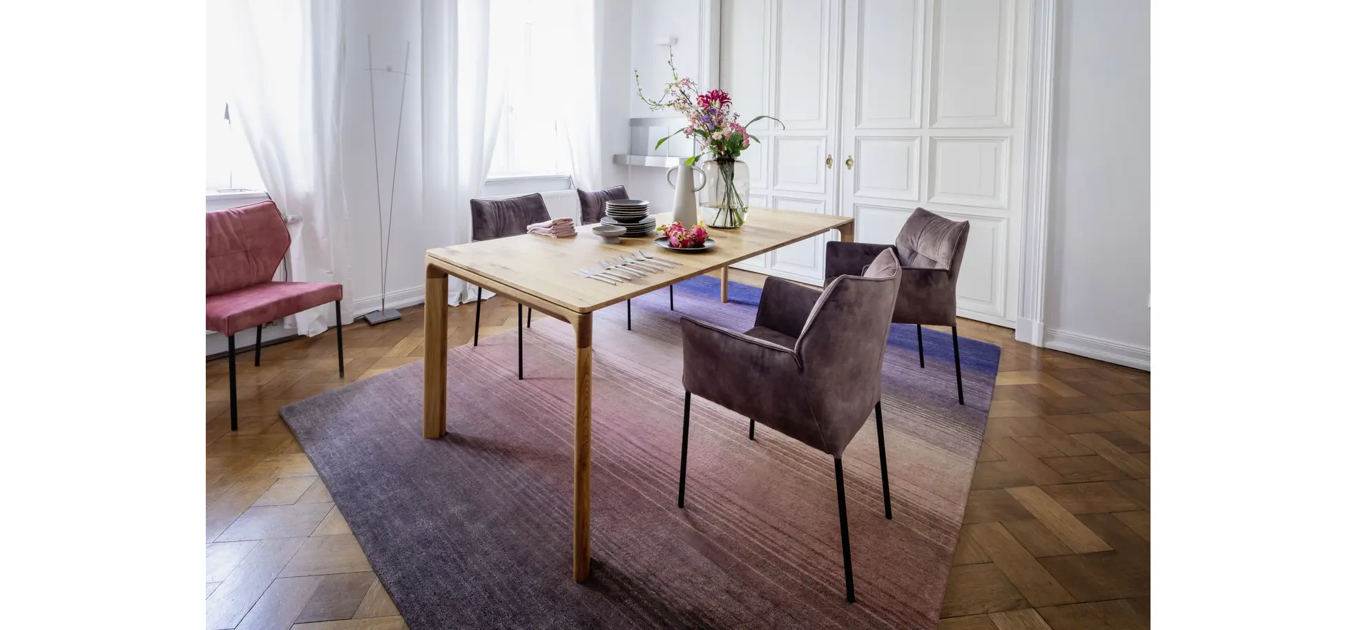 Esstisch 3400 - ausziehbar, LB ca. 220x100cm, Asteiche massiv