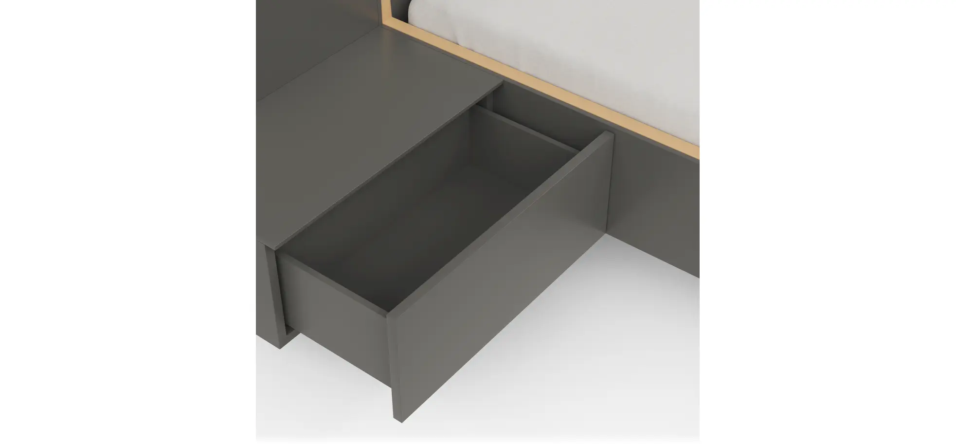 Bettanlage Matera - Lack, Grau, Absetzung Gelb