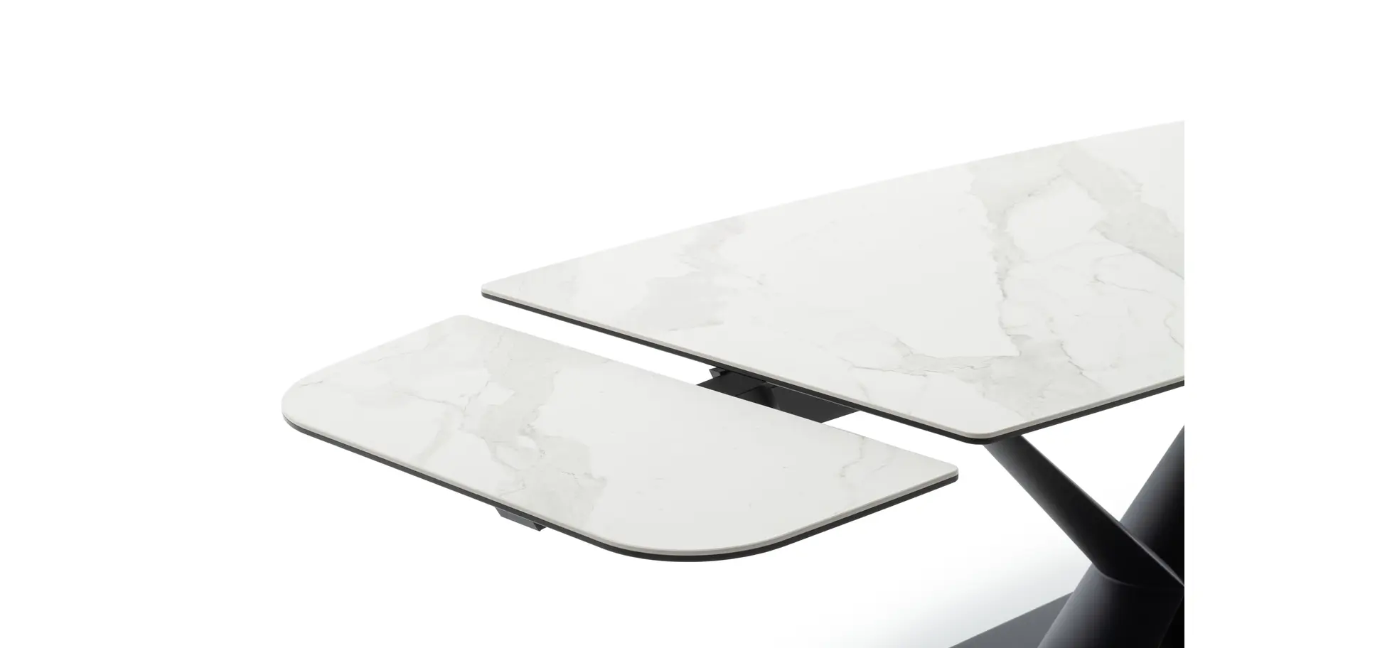 Esstisch Savona - LB ca. 200x100 cm, ausziehbar, Keramik, Weiß, Bootsform