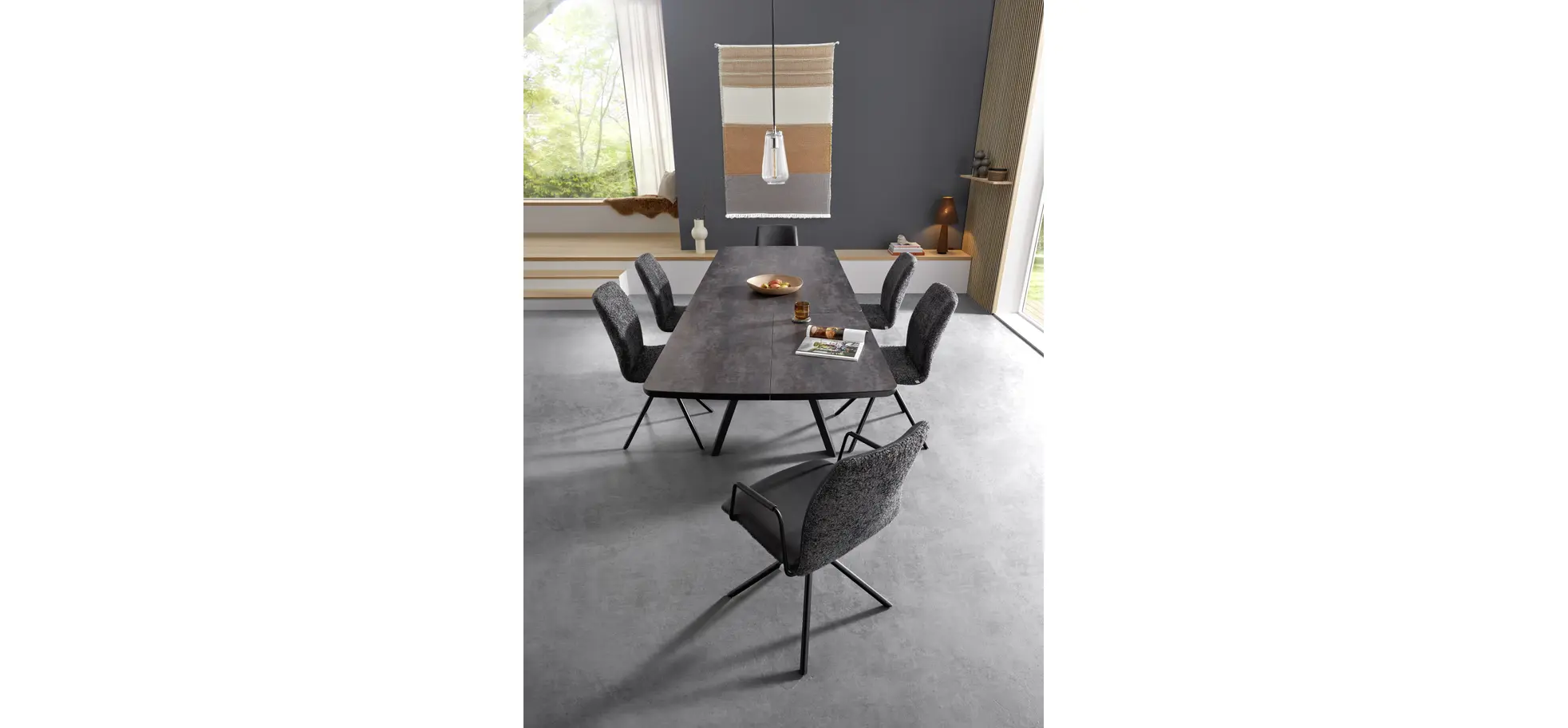 Esstisch Sedana - ausziehbar, LB ca. 200x100cm, Keramik, Schiefergrau