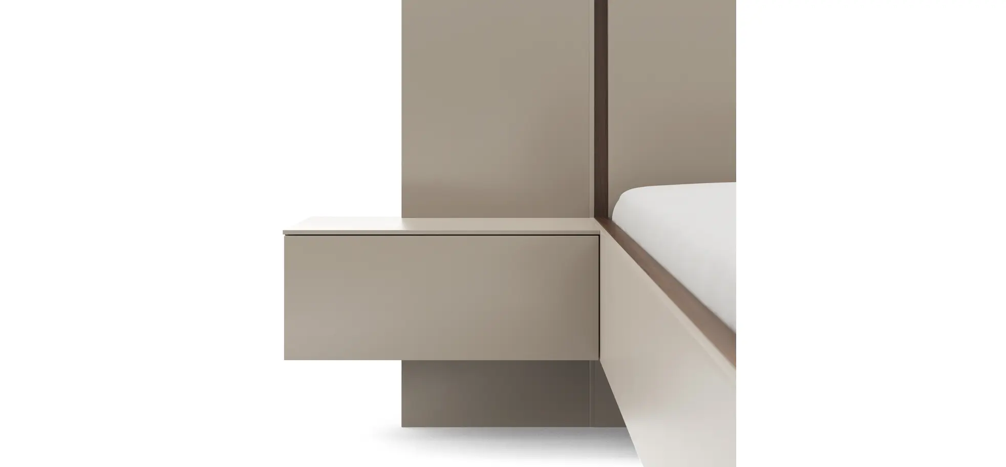 Bettanlage Matera - Liegefläche ca. 180x200 cm, Lack, Muschelgrau, Wildeiche, Coffee