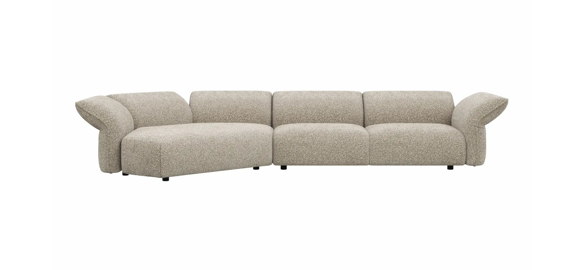 Trapezsofa Motone - Ecke links mit 2-Sitzer, Stoff, Beige 144539
