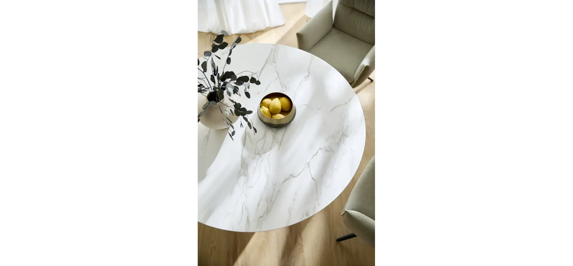 Esstisch Cono - LB 120x120 cm rund, Keramik, Weiß