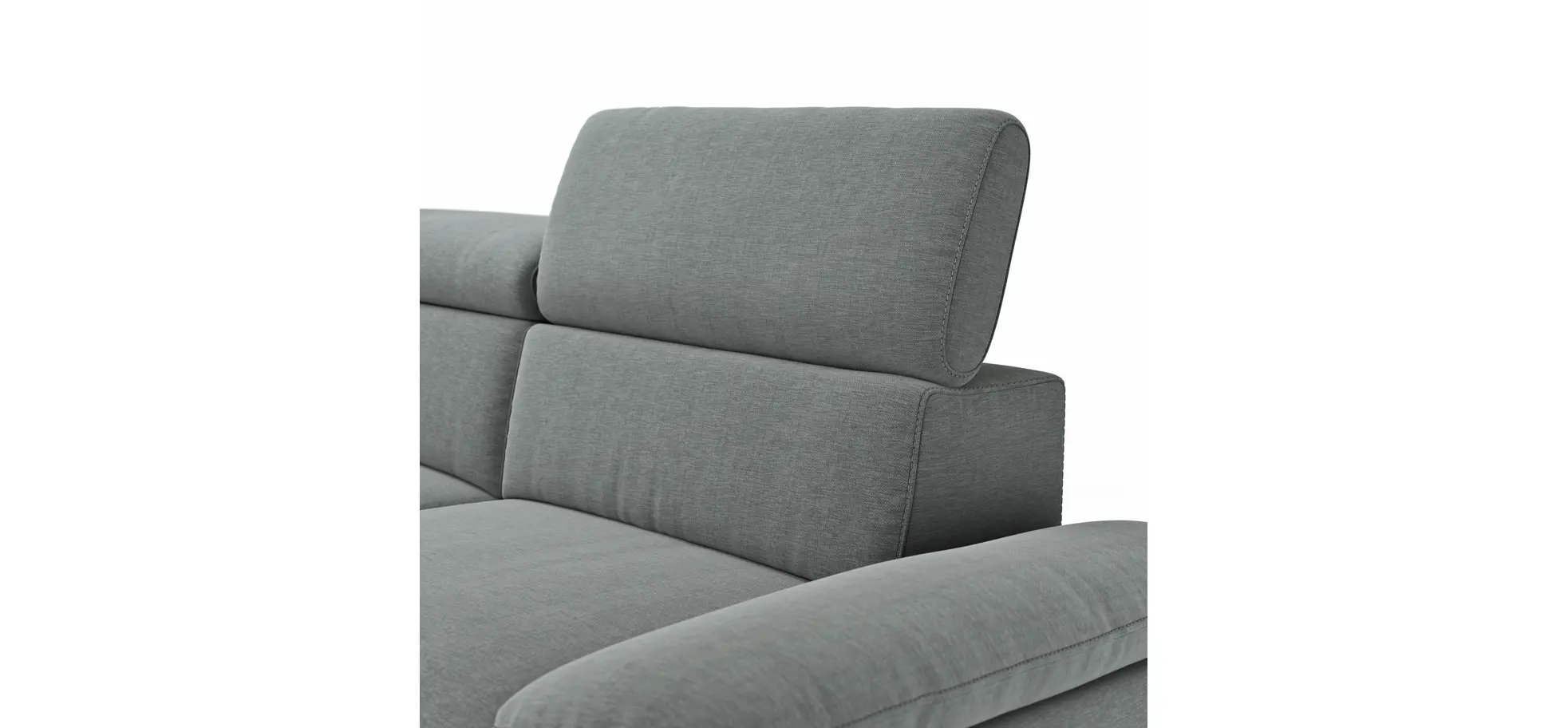 Ecksofa Felipa - Longchair links mit 2,5-Sitzer inkl. Kopfteil verstellbar, Stoff, Grau