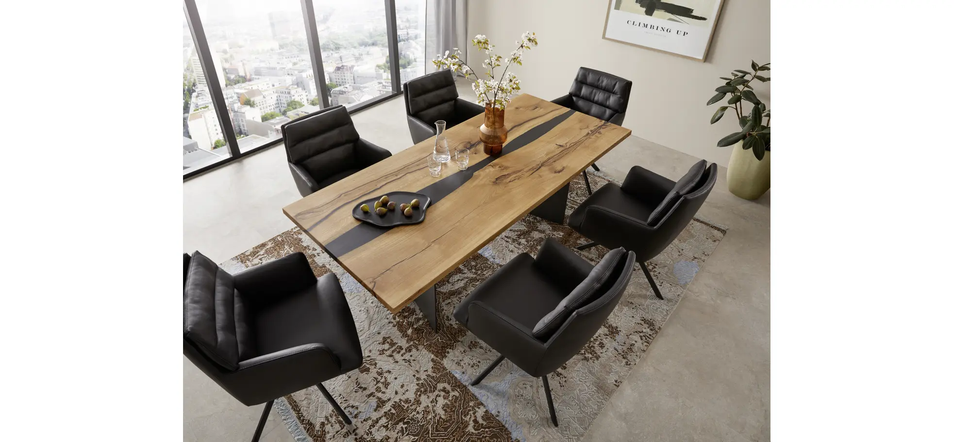 Esstisch Nera - LB ca. 220x110 cm, Asteiche massiv, Epoxy