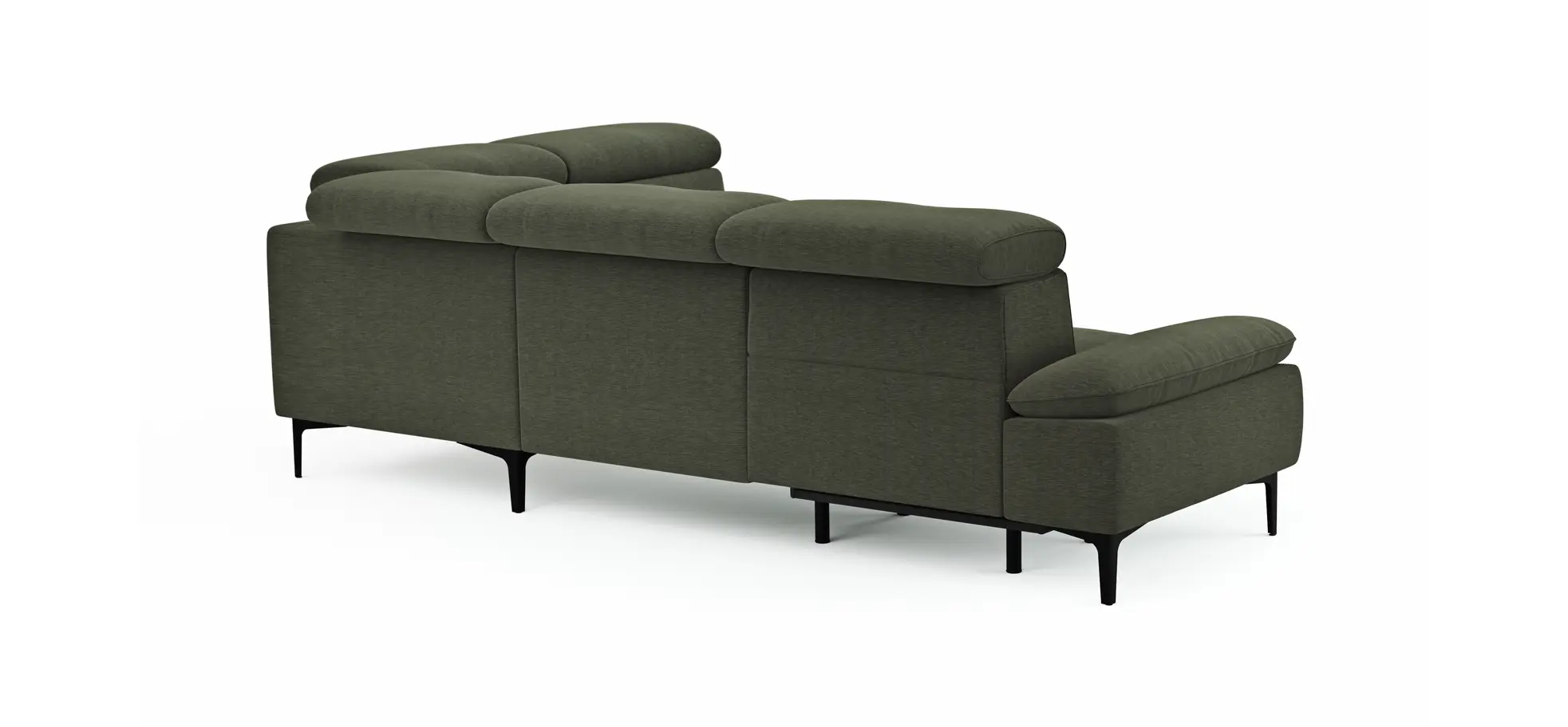 Ecksofa Felipa - 2,5-Sitzer mit Ecke rechts inkl. Armlehne verstellbar und Rückenlehne/Sitztiefe verstellbar (motorisch), Stoff, Dunkelgrün